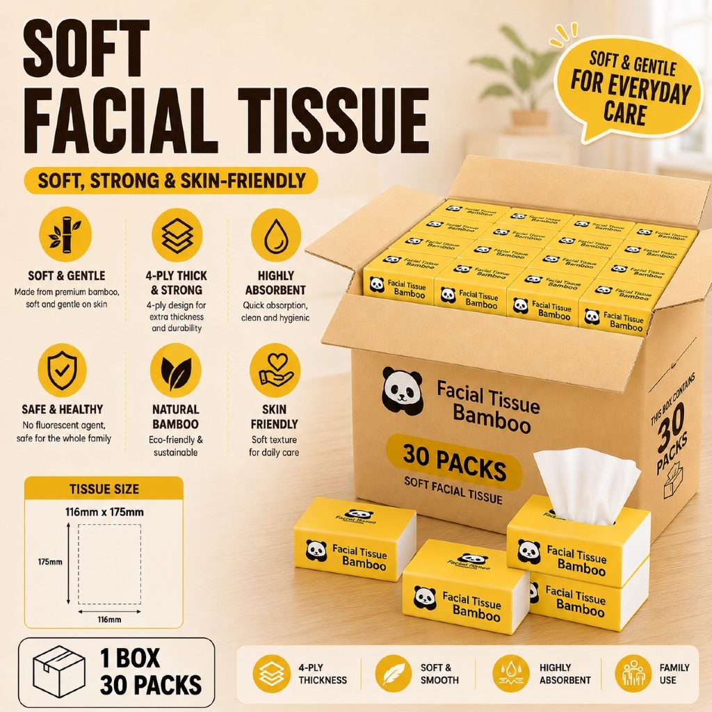 Bamboo Tissue /Tisu/Tissue Soft Facial Tisu 300pcs Non-Fluorescent ...