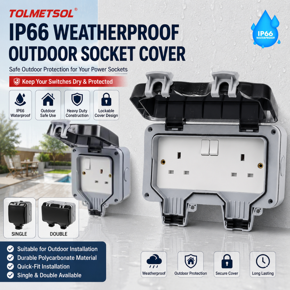 TOLMETSOL IP66 Weatherproof Outdoor Cover Socket Protector Cover ...