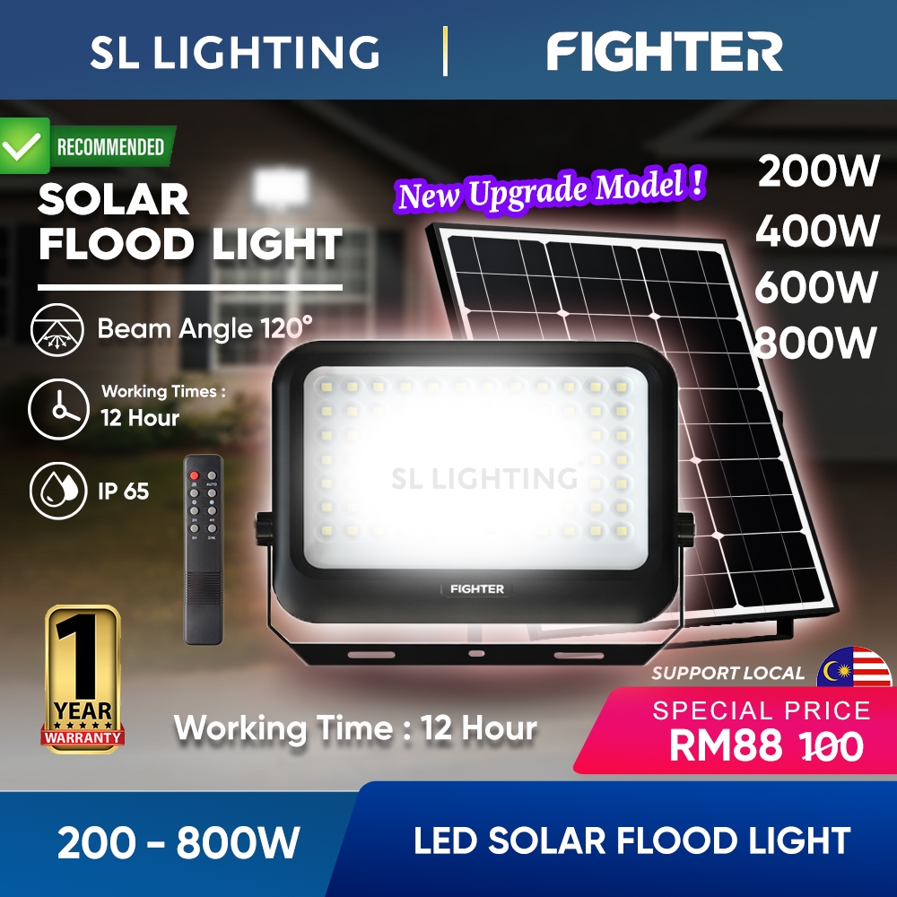 【Super Bright】Fighter 200W 400W 600W 800W Solar LED Flood Light Outdoor ...