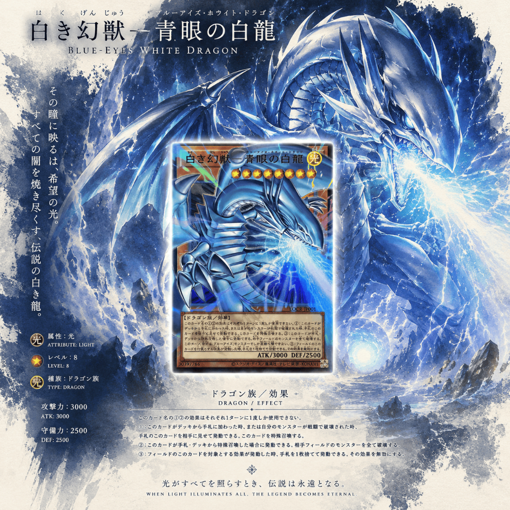 Blue-Eyes White Dragon, the White Phantom Beast UR-OF LOCR-JP001