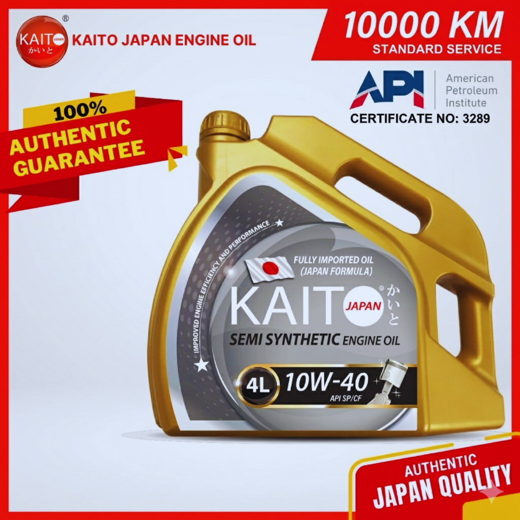 KAITO JAPAN 10W-40 API SP Semi Synthetic Engine Oil 4L Minyak Hitam For ...