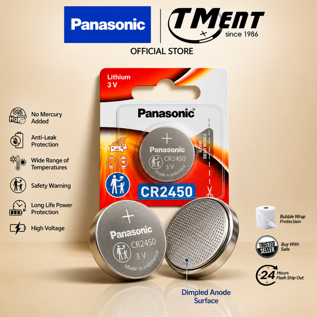 Panasonic CR2450 3V Genuine Lithium Battery 3V 5pcs Per Card cr 2450 ...