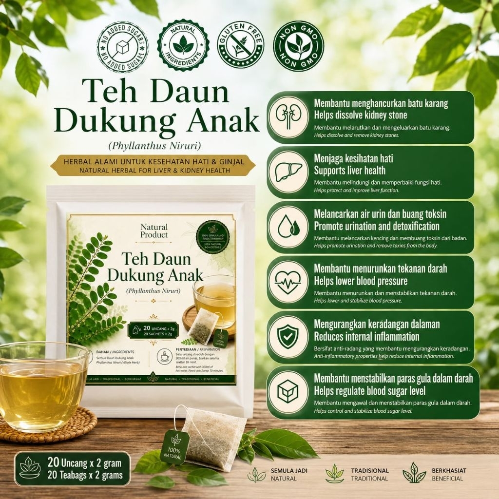 Teh Daun Dukung Anak Tulen (Meniran)/Pure Phyllanthus Niruri (Stone ...