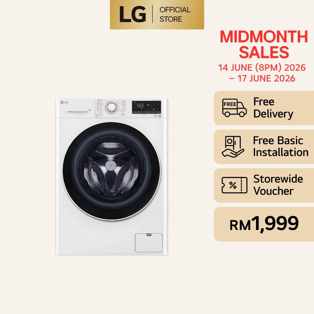 9kg Front Load Washer with AI Direct Drive™ and Steam™