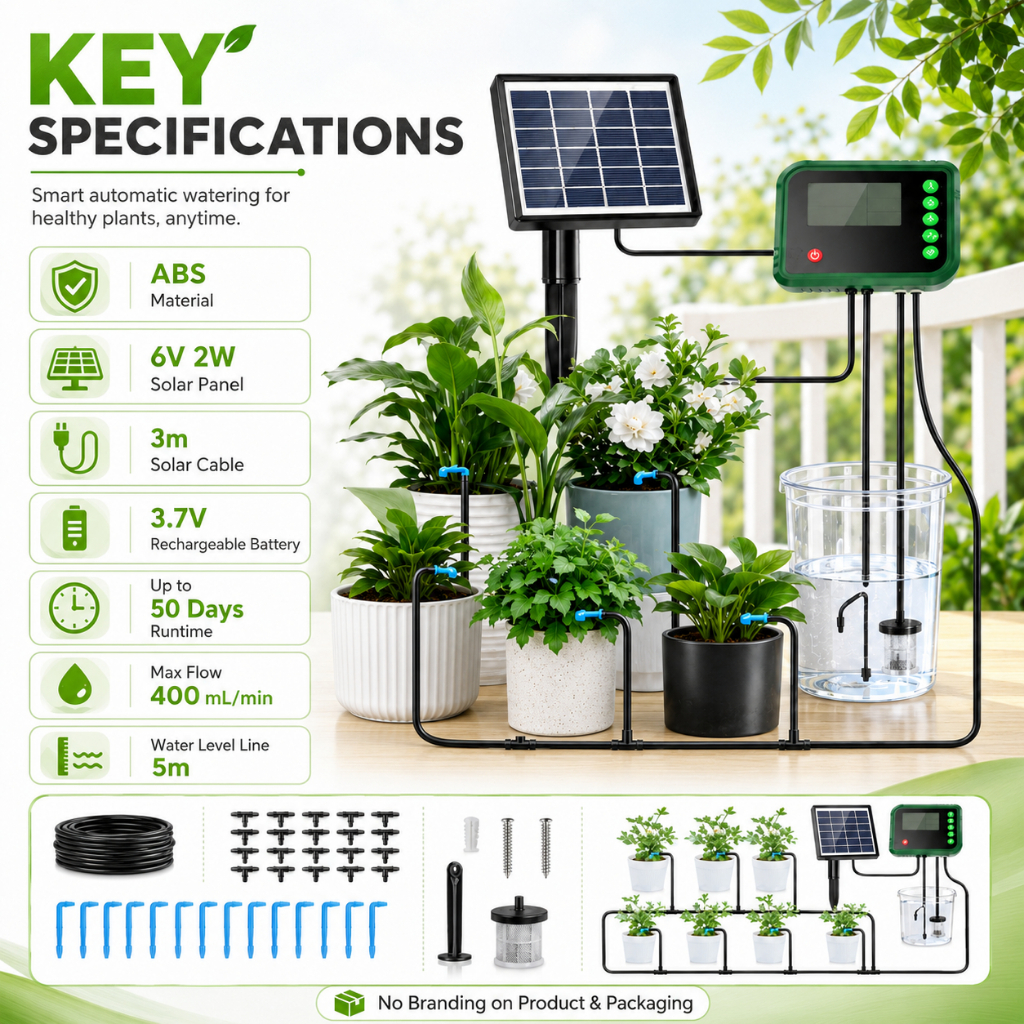 Solar Auto Watering System Garden Drip Irrigation Kit｜Smart Timer ...