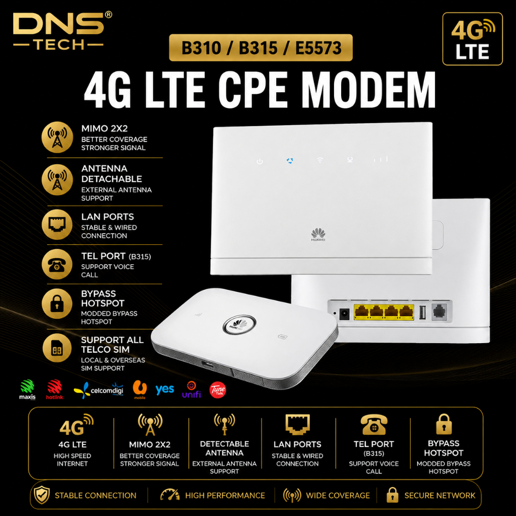 MOD Modem HUAWEI B310 B315 Unlimited Data Home Router 4G LTE All ...