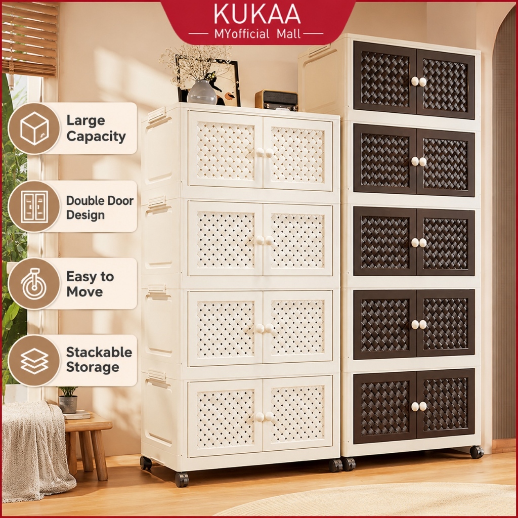 Kukaa 55-80cm Foldable Storage Cabinet Box with 2 Magnetic Door ...