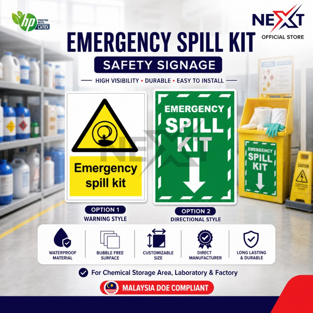 Emergency Spill Kit Sign | Safety Label for Chemical Spill Area ...