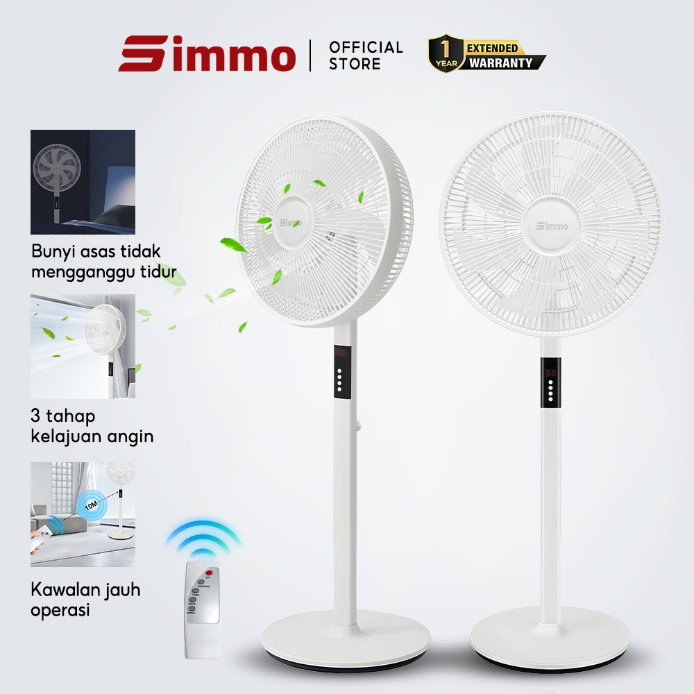 Simmo Standing Fan Lightweight Remote Control Timing Strong Wind Low ...