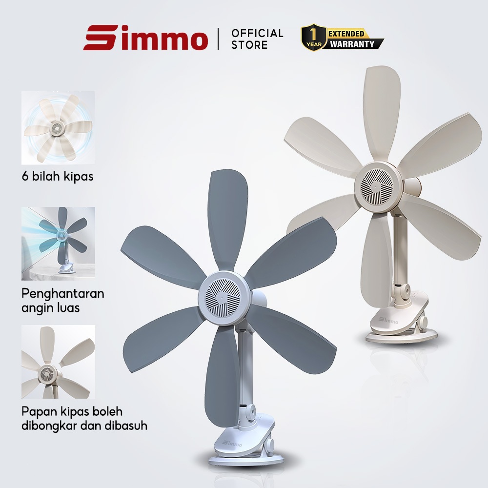Simmo Clip Fan 3 In 1 Portable Mini 6 Soft Blades Adjustable Wall ...