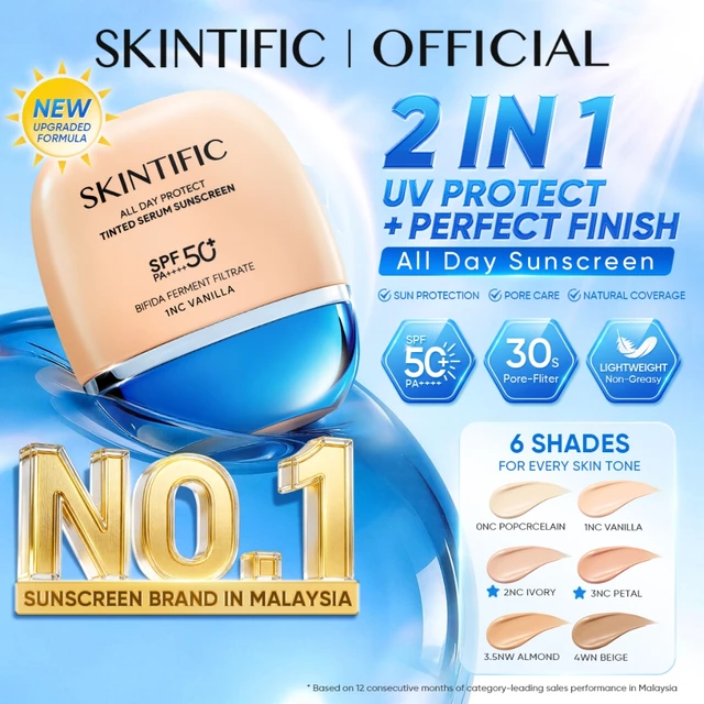 SKINTIFIC All Day Protect 2in1 Tinted Serum Sunscreen SPF50+ PA++++