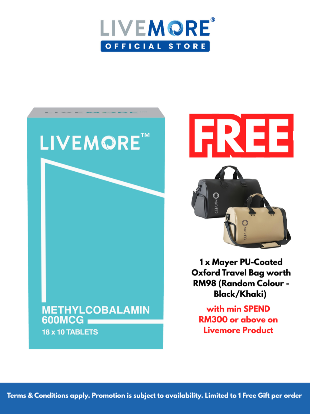 Livemore Methylcobalamin 600mcg | Daily Vitamin B12 Nutrition | 180 ...