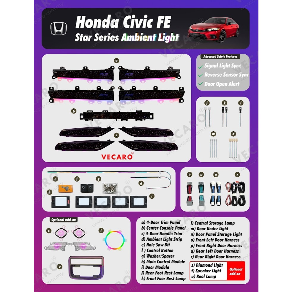 Honda Civic FE Star Series Oem Ambient Light - Plug & Play | Shopee ...