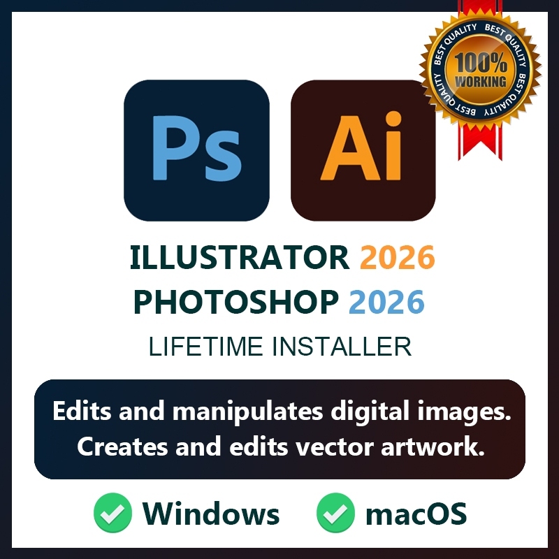 Photoshop Illustrator 2026 Ps Ai Lifetime Installer for Windows Mac ...