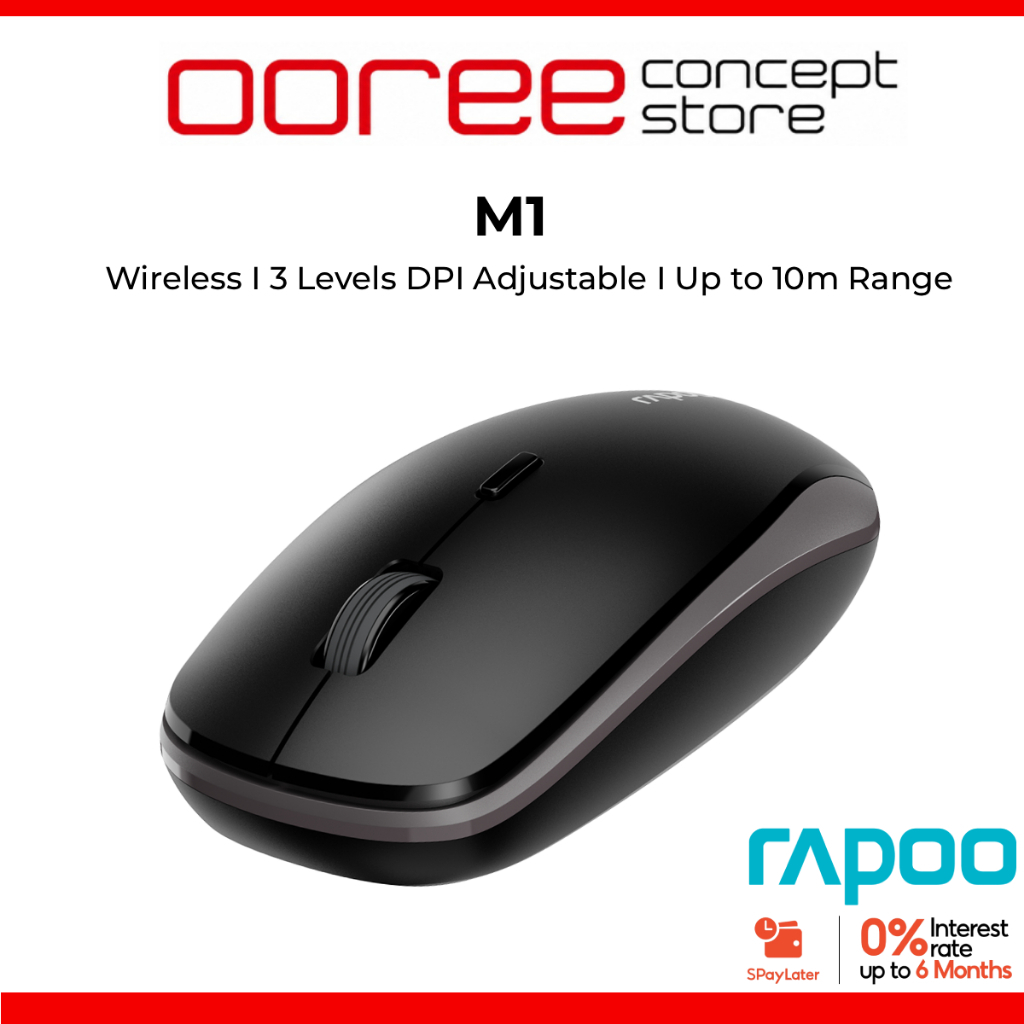 Rapoo M1 2.4GHz Wireless Optical Mouse with 3-Level 800-1600 DPI, 10M ...