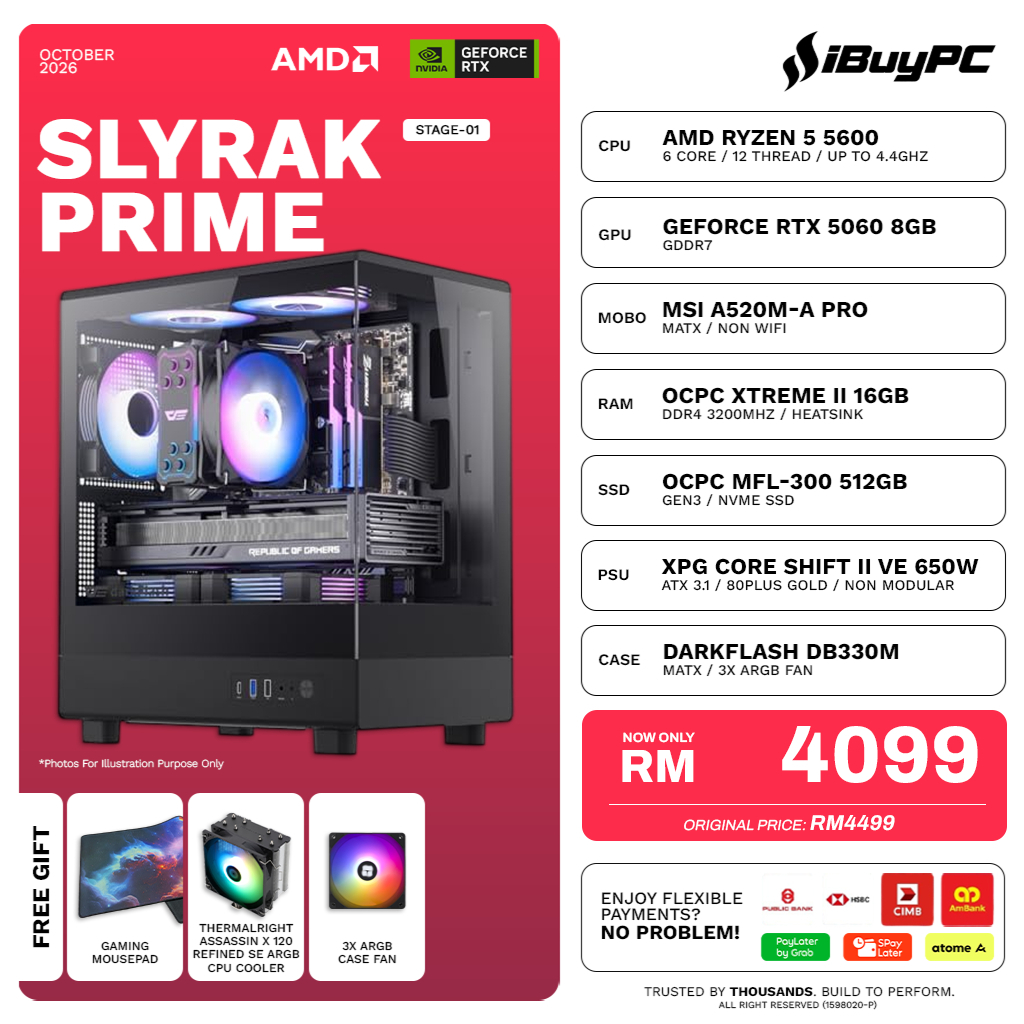 IBUYPC Prime Stage-01 Gaming PC ( AMD RYZEN 5 / NVIDIA RTX 5060 8GB ...