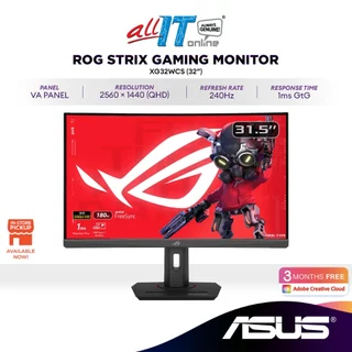 ASUS ROG Strix XG32WCS 32'' 2K QHD 180Hz Gaming Monitor | Fast VA | Extreme Low Motion Blur Sync | AMD FreeSync | USB-C