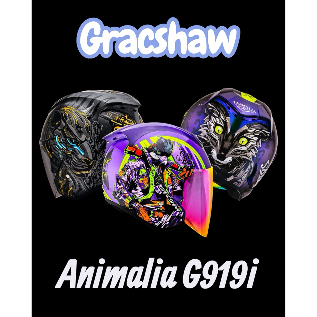 Gracshaw Animalia G919i Glazzo Siap Visor Rainbow Helmet Motocycle