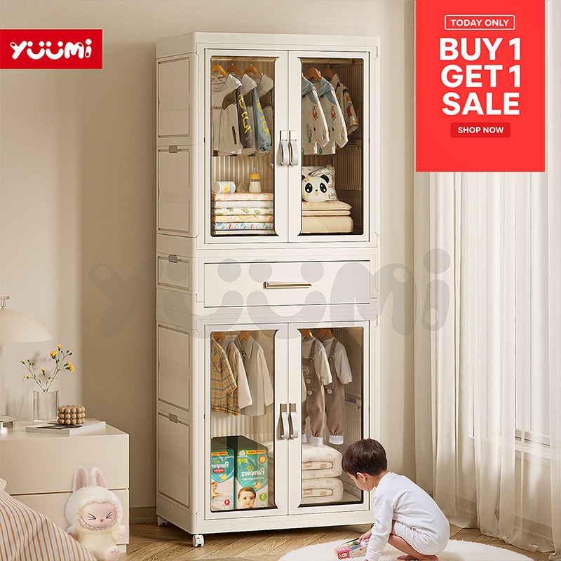 Yuumi Transparent Almari Baju Budak Large Capacity Stackable Storage ...