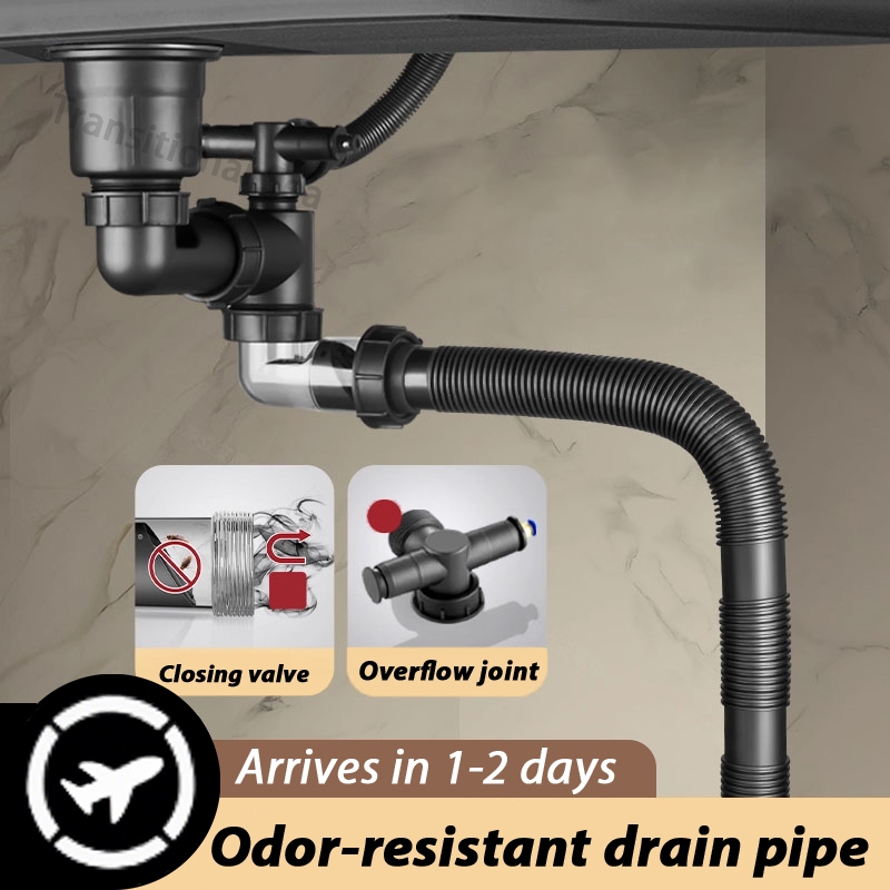 Kitchen Sink Drain Pipe Washing Basin Single Trough Drainage Full Set ...