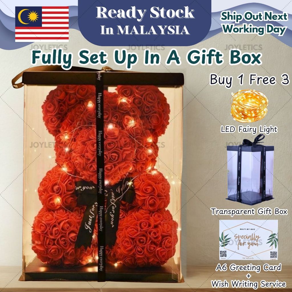 Teddy Bear Rose Flower Bouquet Gift Present Birthday Valentine Day ...