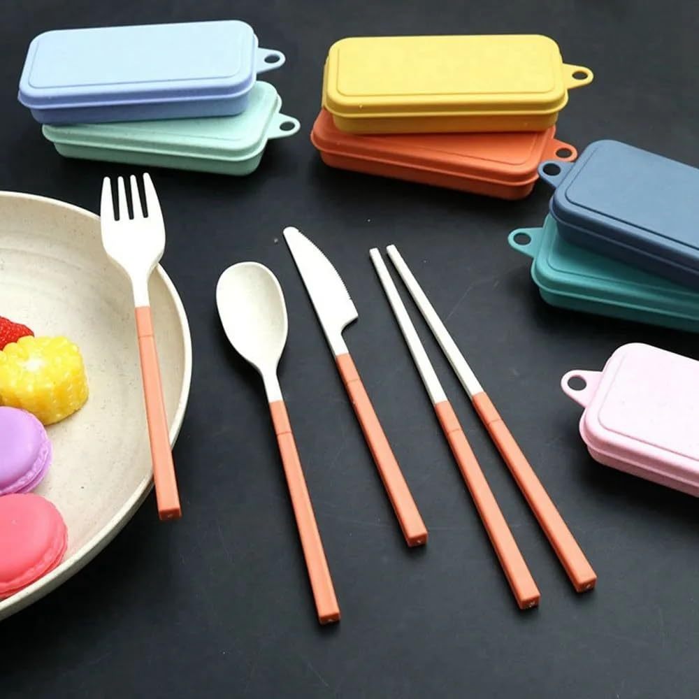 **2025 NEW** Portable Cutlery Set with Case, Reusable Travel 5 Piece ...