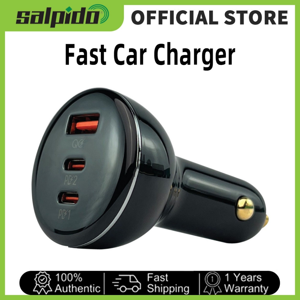 Salpido SAL-CC-102 2PD(100W+30W) QC(30W) 160W Fast Car Charger 2*USB C ...