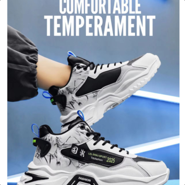 Summer High-Top Men's Shoes 2025 New Style White Sneakers Male Students ins  Trendy Running Casual Shoes