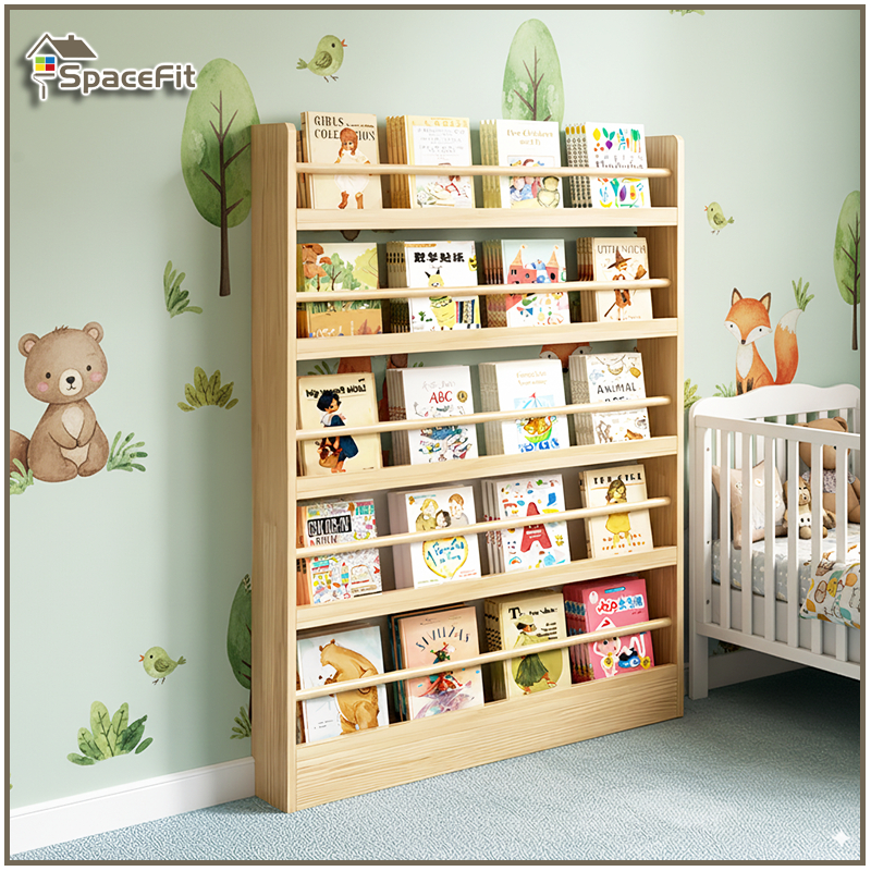 4 5 6Layer Wooden Book Shelf Rak Buku Bookcase Against Wall Book Rack ...