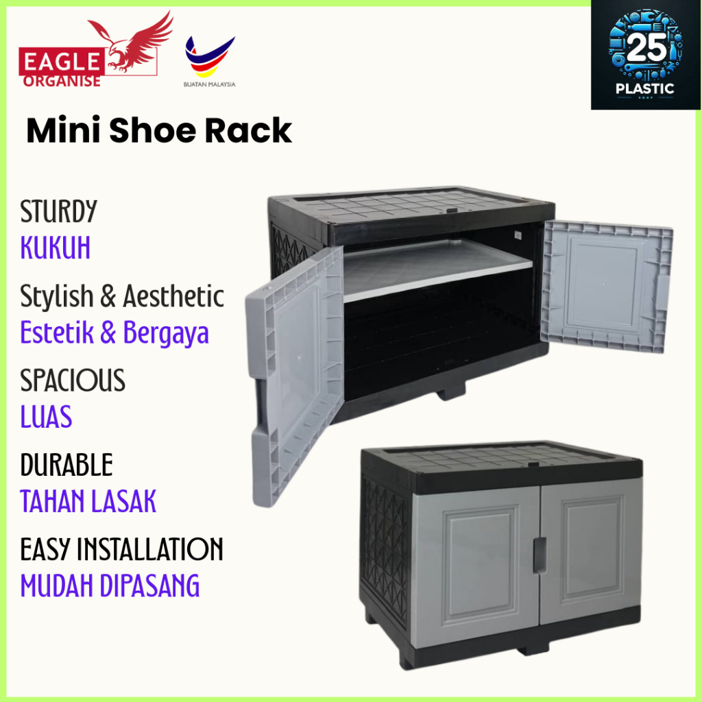 (EAGLE) Mini Shoe Rack With Door - Multifunctional Cabinet | Rak Kasut ...