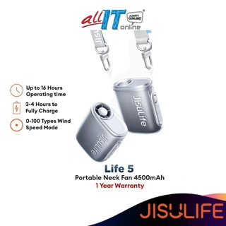 JisuLife Neck Fan Life 5 4500mAh Battery100 Gears Strong Wind Portable Mini Fans USB Rechargeable fan- Black