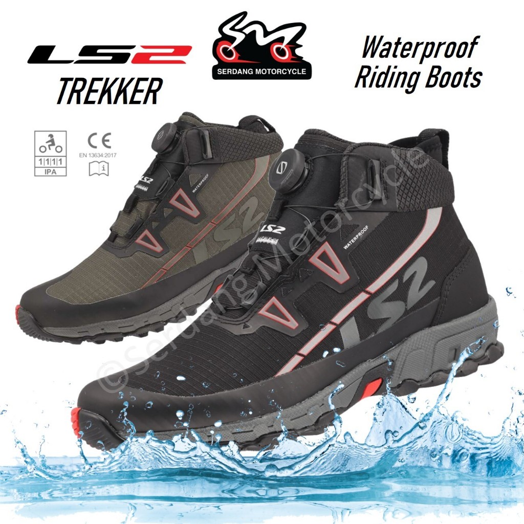 LS2 TREKKER Waterproof Riding Boots Shoe Anti Slip CE Level Certified ...