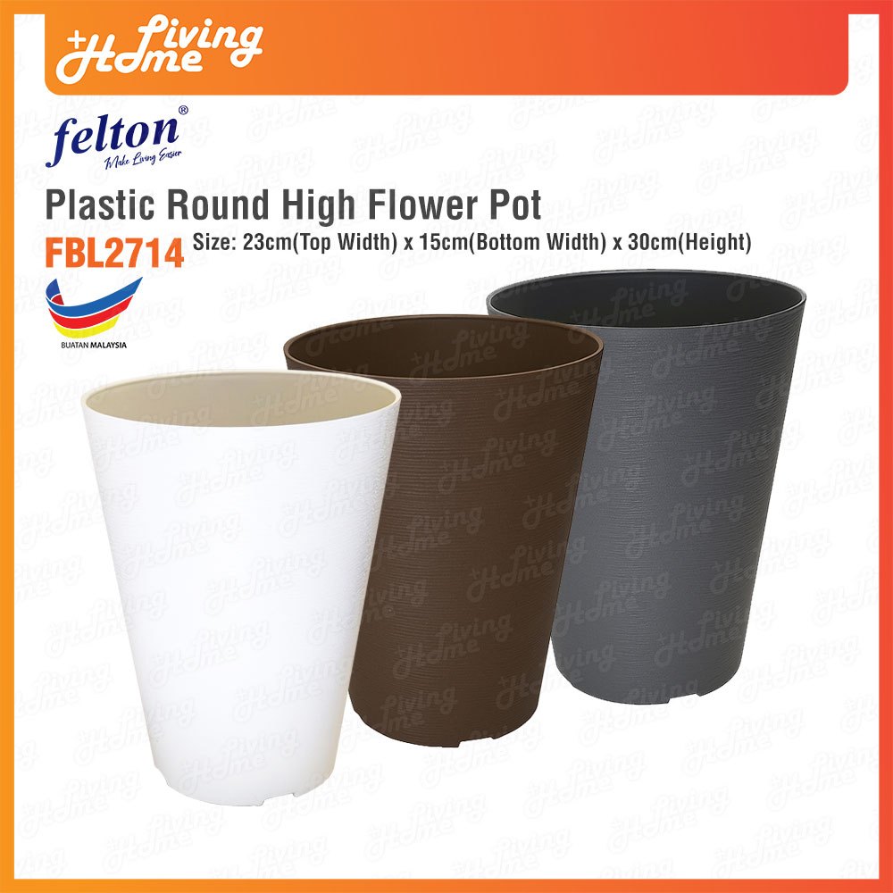 Plastic Round High Flower Pot Pasu Bunga Plastik Bulat Tinggi 30cm ...