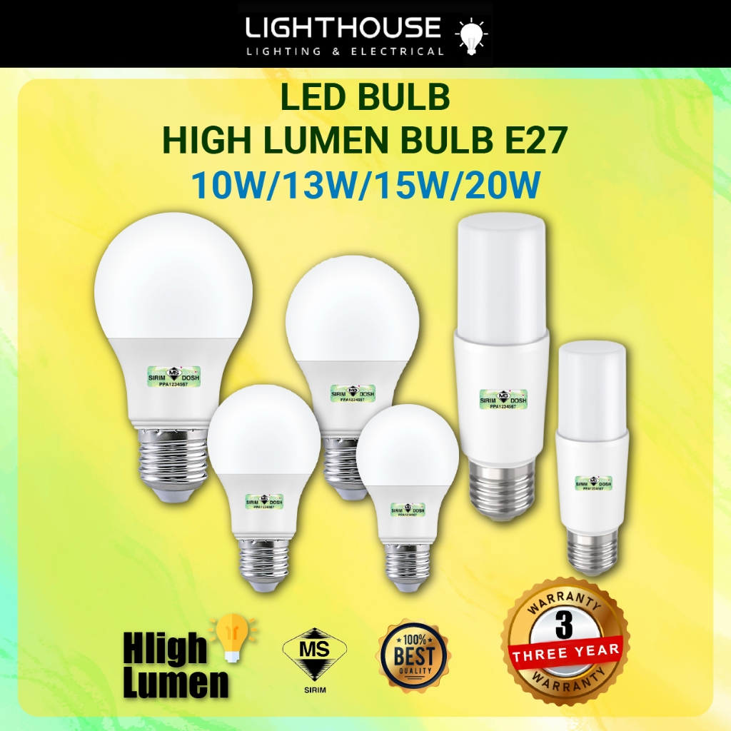 [ LIGHTHOUSE💡] [SIRIM] LED STICK BULB A BULB HIGH LUMEN E27 10W/13W/15W ...