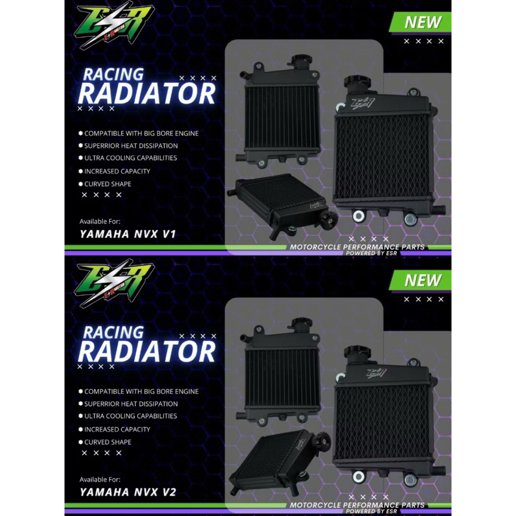 NVX155 V1 V2 RADIATOR ORIGINAL ESR MOTOR BESAR ALUMINUM/ ESR NVX ...