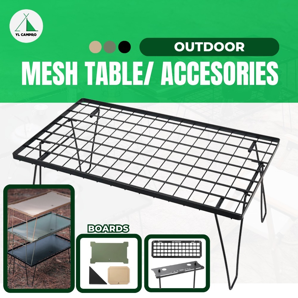 Outdoor Portable IGT Iron Steel Mesh Camping Rack Table Foldable ...