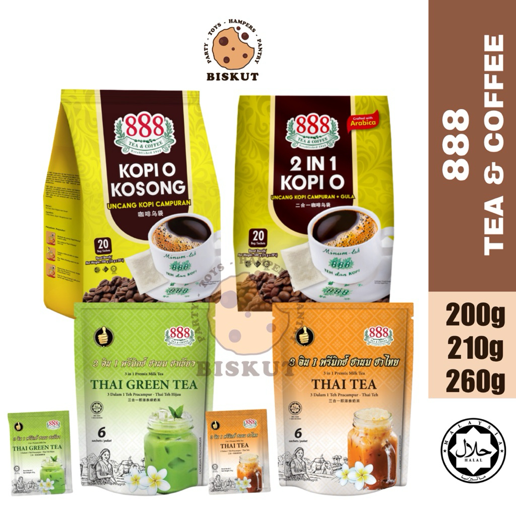 888 Tea & Coffee | 2 in 1 Kopi O | Black Coffee | Thai Green Tea | Thai ...