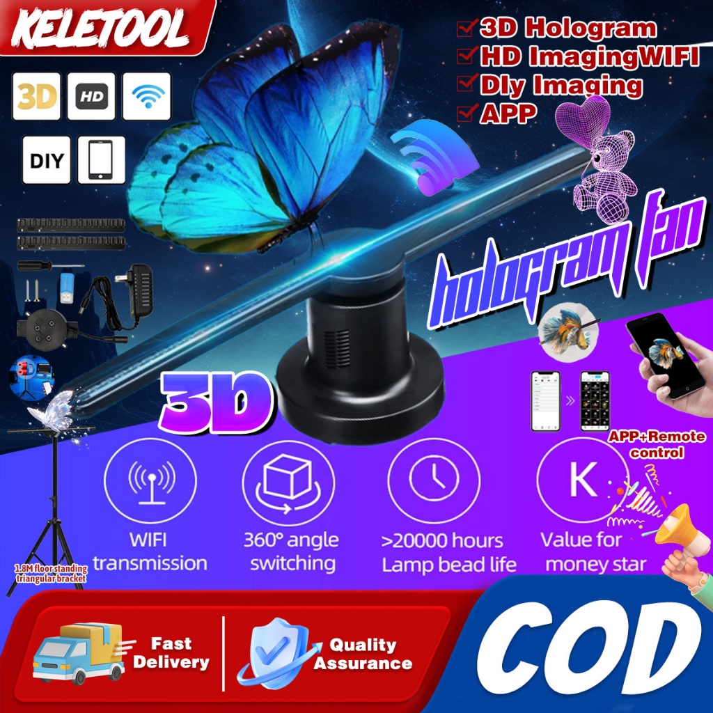 Hologram fan 3D Holographic Display 356 LED Air Imaging Hologram Fan ...