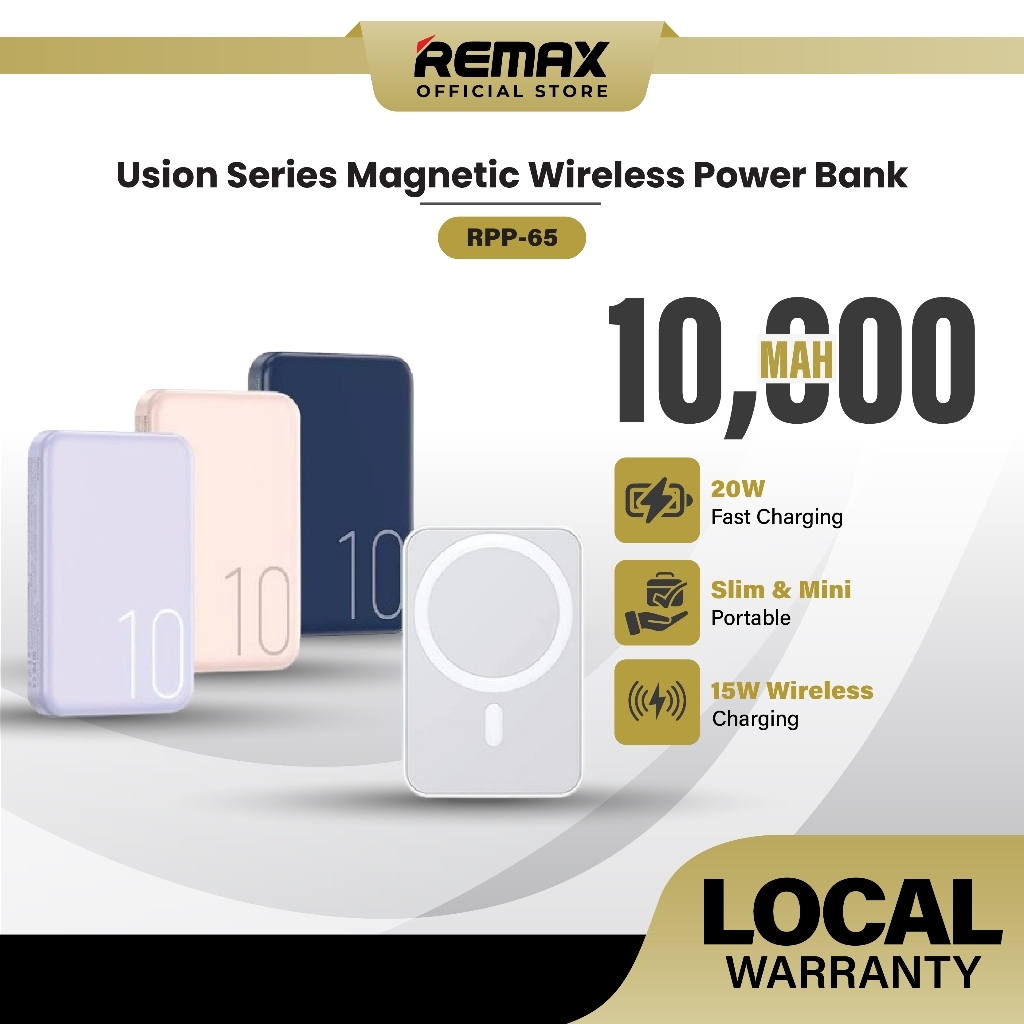 ORI_REMAX RPP-65 15W Magnetic Wireless Charging Power Bank 10000mAh ...