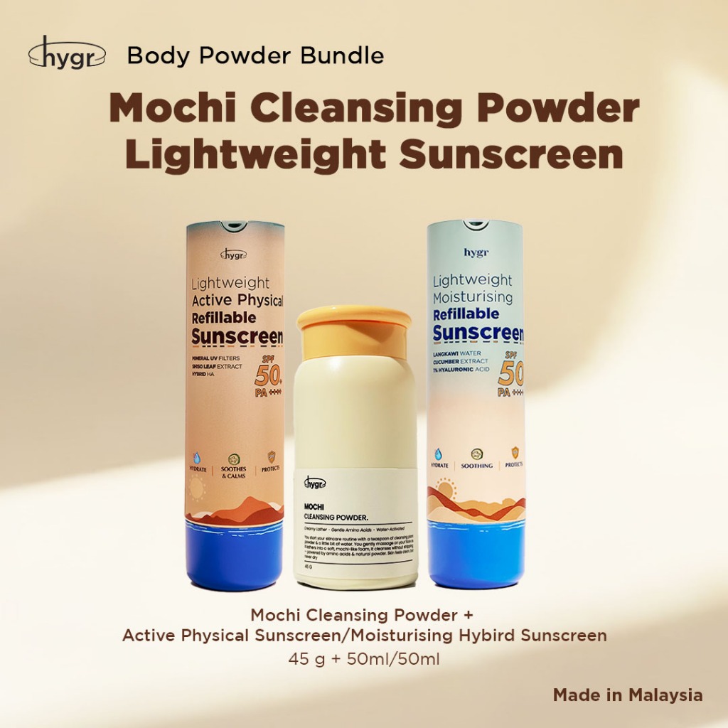 HYGR Cleansing Care Bundle (Sunscreen + Mochi Cleansing Powder ...
