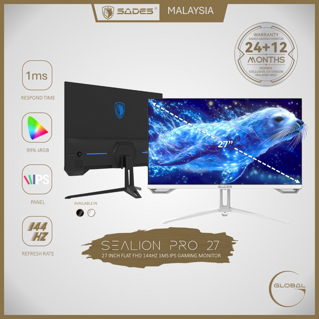 Sades SL-Sealion PRO 27 inch Flat FHD 144hz 1ms IPS Gaming Monitor (SA ...