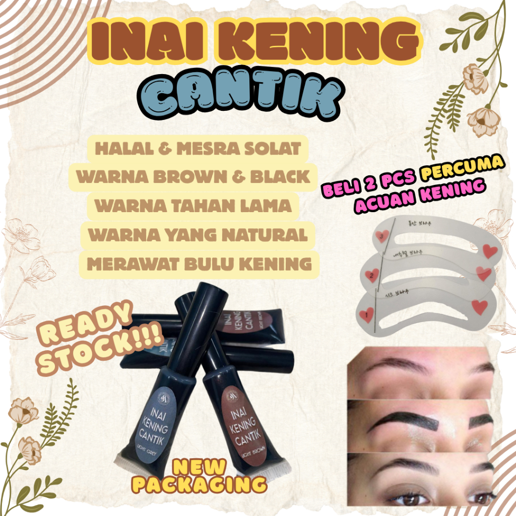 INAI KENING TAHAN LAMA NATURAL BEAUTY WARNA GREY BLACK ATAU BROWN MESRA ...