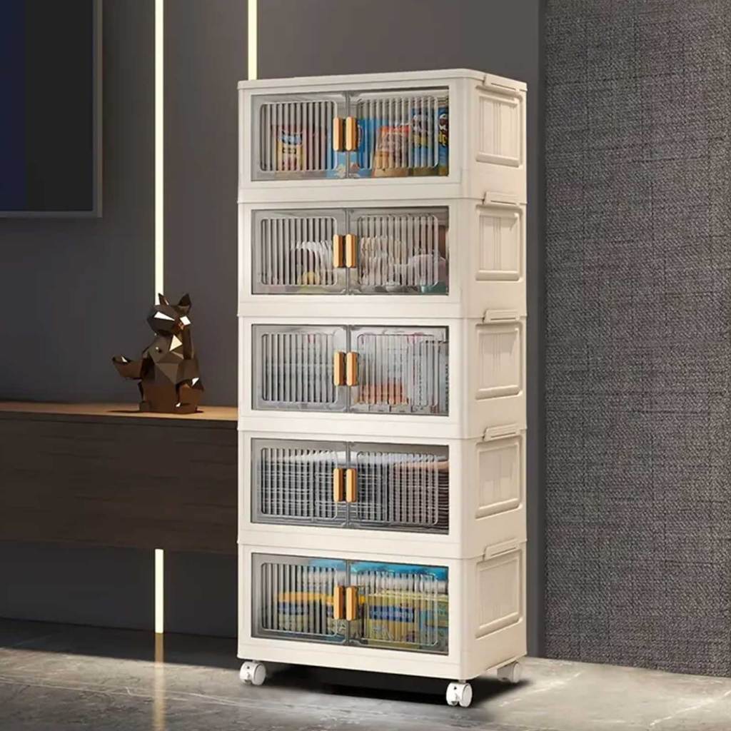 5 Tier Plastic Storage Bins Stackable Storage Containers with Wheels ...