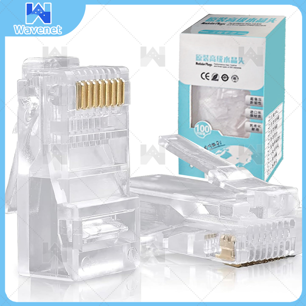 Gold-Plated Cat6 RJ45 Network LAN Connector Crystal CCTV Router Switch ...