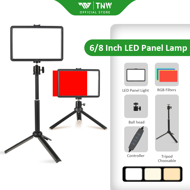 TNW 6/8inch LED Video Light With Tripod Stand Led Panel Light RGB ...
