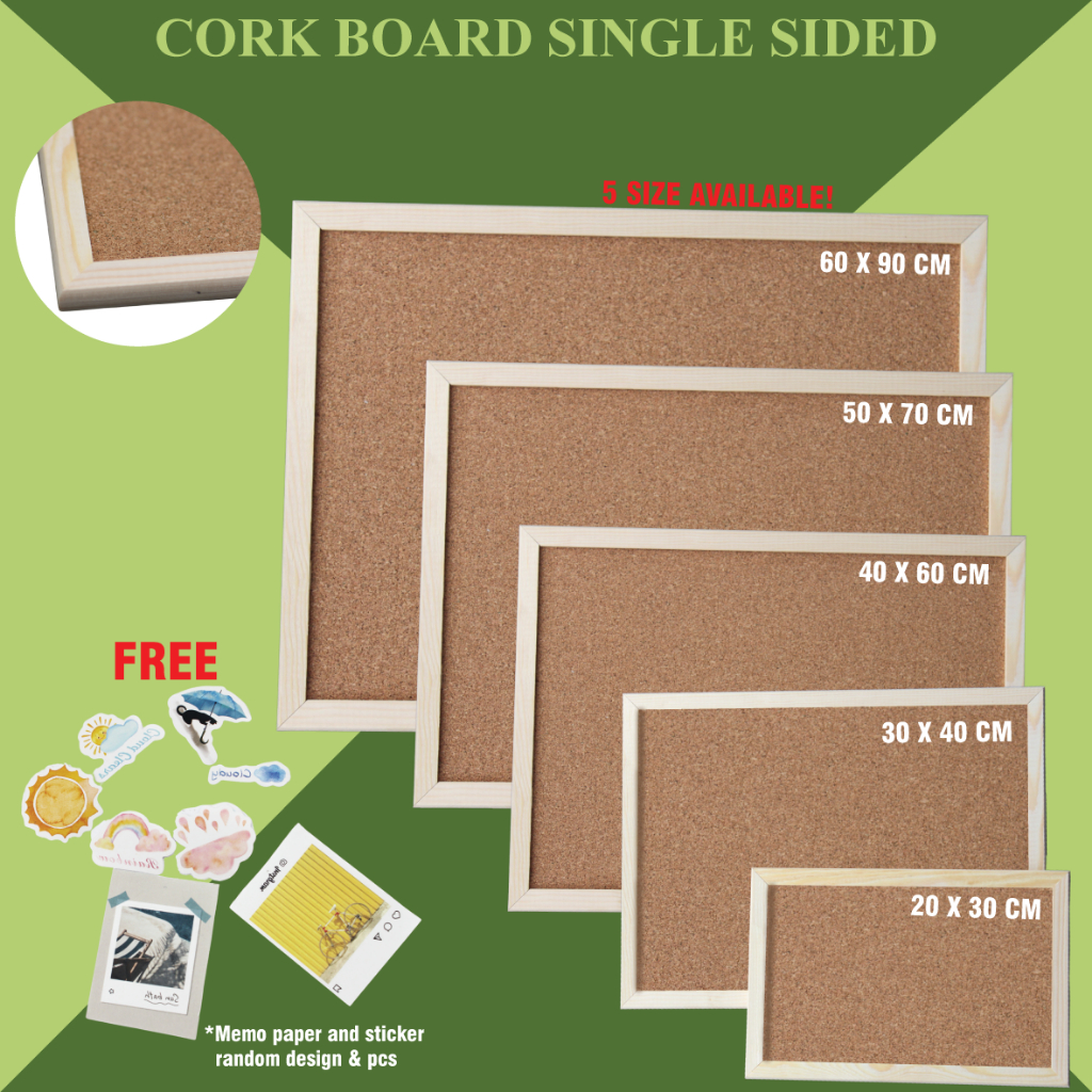 Cork Board Single Sided Notice Board with Wooden Frame Photo Wall Board ...