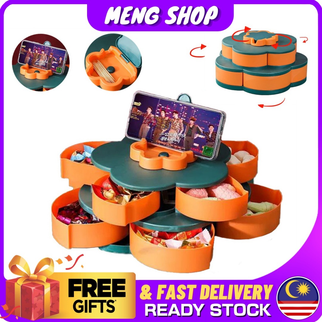 Candy Storage Petal-shape Rotating Snack Box Candy Tray Storage Boxes ...