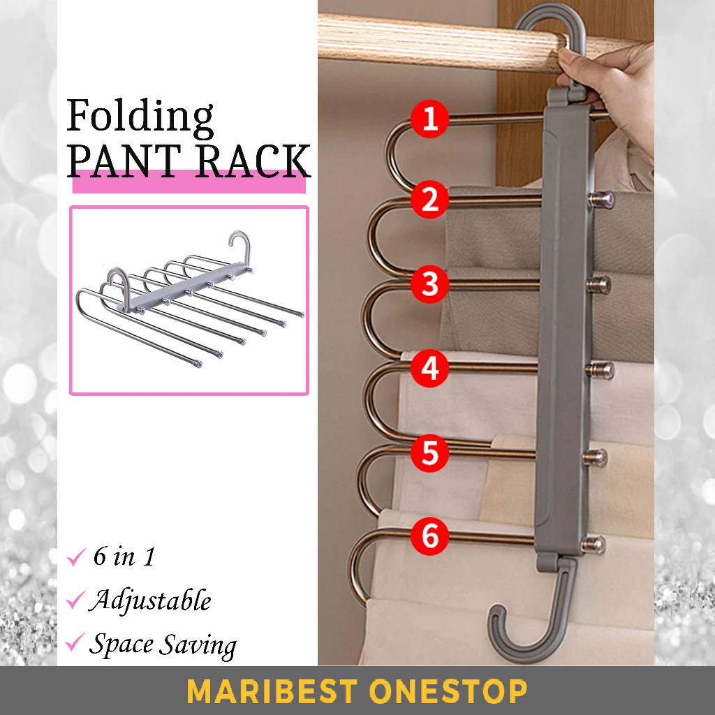 6 in 1 Multifunctional Folding Hanger Pant Rack Stainless Steel ...