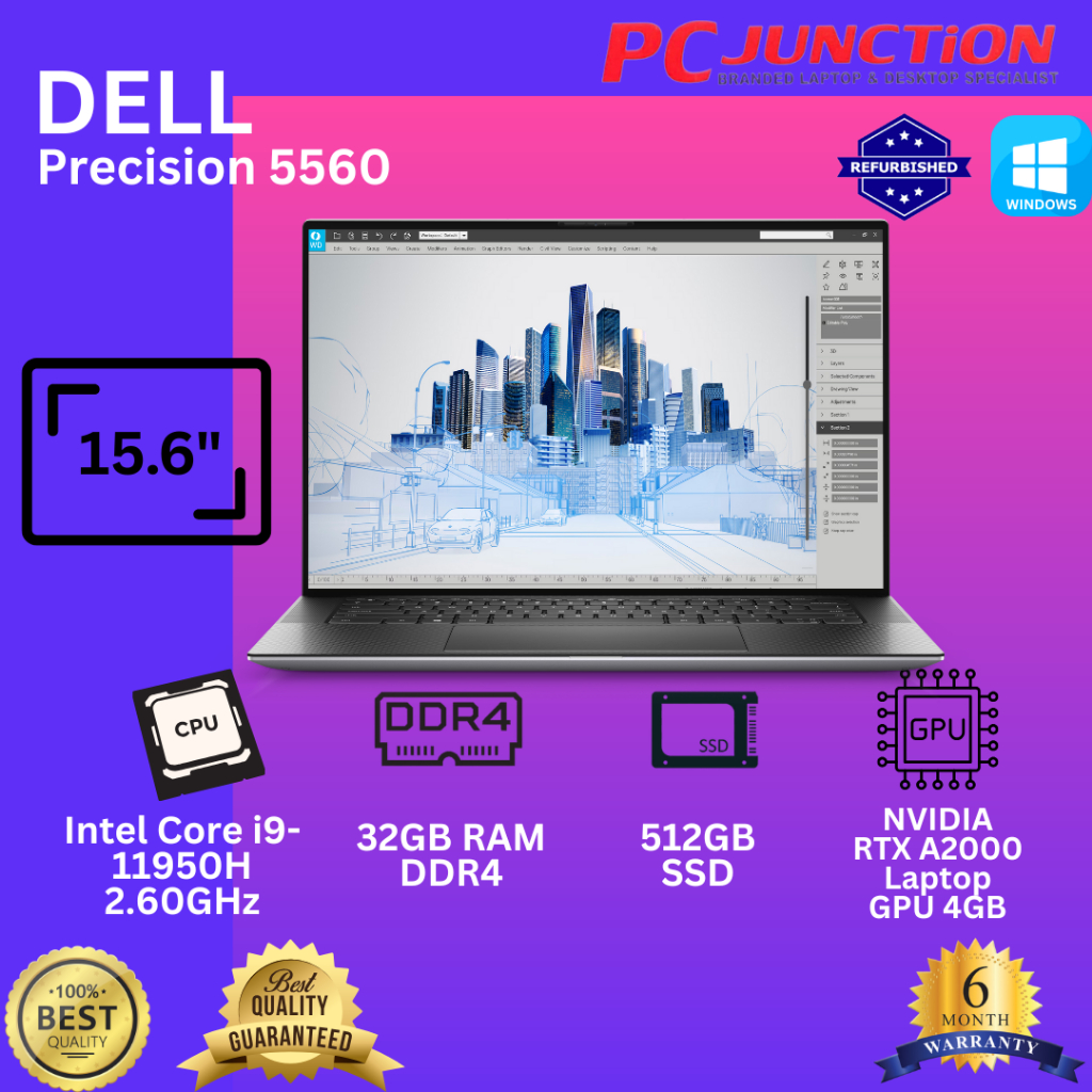 Dell Precision 5560 Intel Core i9 11th Gen 32GB DDR4 512GB SSD NVIDIA ...