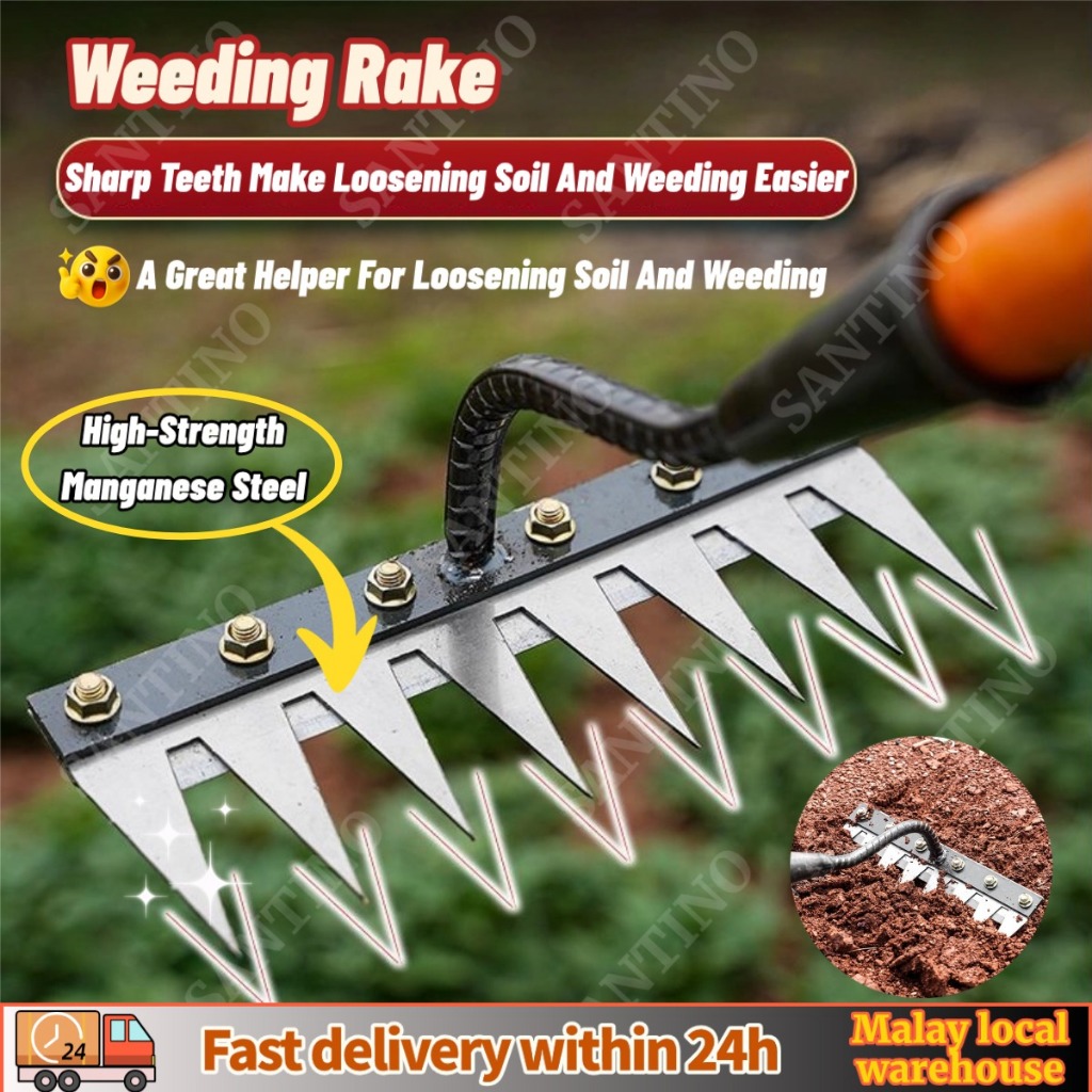 Weeding Rake Cangkul Rumput Tajak Bergigi Portable Gardening Tools ...